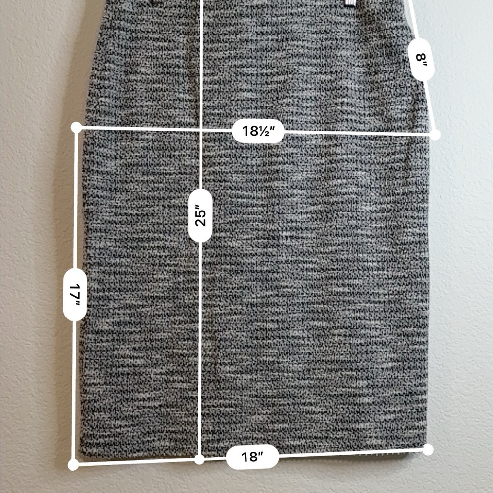 π Ann Taylor Factory Gray Tweed Knit Pencil Skirt 8 Stretch Lined Office Chic - Picture 3 of 16
